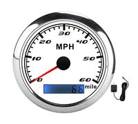 Haute de vitesse GPS universel Haute précision 0 60MPH Speed Gauge 0 9999999 Mile Odomètre avec rétro-éclairage rouge IP67 imperméable pour le bateau (Blanc)