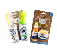 Haute Diggity Kitty White Paw Mango & Lime + Purrrona Beer Bottle & Ball Set, Jouets en peluche pour chat rempli d'herbe à chat interactive craquelée, jouets sûrs et durables pour chat et chaton, 4