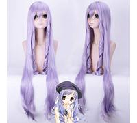 Haute qualité Animation soeur princesse Cosplay perruque longue lumière violet synthétique cheveux avec frange Halloween Costume femmes perruques