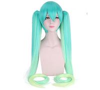 Haute Qualité Anime Vocaloid Hatsune Miku Perruque Synthétique Costume Jeu Jouer Perruques Cosplay Miku Longues Perruques De Cheveux Bleus Ondulés + Bonnet De Perruque Taille Unique Cy120-25