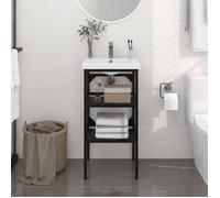 Haute qualité - Cadre de lavabo de salle de bain - Noir 40x38x83 cm Fer 5,36 kg