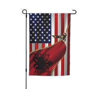 Haute Qualité Drapeau De Maison 30X45Cm États-Unis Amérique Et Albanie Albanais Welcome Drapeau De Jardin Double Face Drapeaux De Cour Pour Vacances, Noël, Ferme