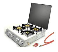 Haute Qualité En Acier Inoxydable Réchaud à gaz 4 feux avec couvercle 12 kw réchaud Cuisinière à gaz réchaud de camping Wok avec tuyau Régulateur de gaz de