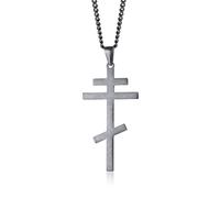 Haute qualité Punk Vintage Or Argent Couleur Titane Acier chrétien orthodoxe Croix Pendentif Collier Hommes