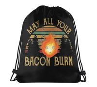 Haute Qualité Résistant Sacs À Cordon Que Tout Votre Bacon Brûle Sac À Cordon Serrage Lavable en Machine Sac pour Chaussures pour Plage, Natation, Les Voyages
