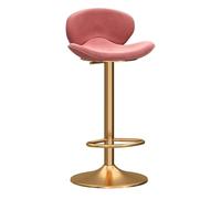Haute Tabouret de Bar pivotant et rembourré en Velours avec Dossier, Hauteur comptoir, Chaise Moderne réglable avec Pieds dorés for Cuisine, Maison, Bar, pub Salle(Roze)