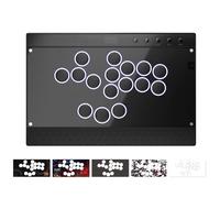 Haute42 Manette sans levier pour jeu d'arcade : série magnétique amovible C16 - Base en alliage d'aluminium avec panneau acrylique - Repose-poignet gravé au laser - Contrôleur RVB personnalisé pour PC