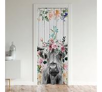 Hautes Terres Vache Rideaux Interieur Salon Chambre Western Animaux Rideau de Porte 106x203cm Hautes Terres Chat Rideau Occultant Décoration Rideaux Exterieur d'entrée