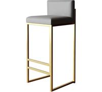 Hauteur comptoir tabourets avec Bas Dos Industriel Cuir synthétique rembourré chaises à Tabouret de Bar Les tabourets îles Soutenir 330lbs, Cadre en Fer (Grey-1PS, 75 cm)