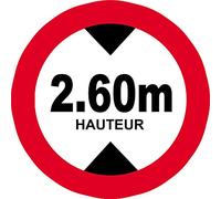 hauteur de passage maximum 2.60m - 5cm - Autocollant/Sticker