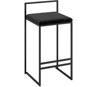 Hauteur du comptoir de cuisine, tabouret de bar avec dossier, chaise de bar en velours pour bar de petit-déjeuner, cuisine, île, pub, salle à manger, noir, café, hauteur : 75 cm