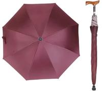 Hauteur Facile Réglable Bâton De Marche Parapluie Sûr Dédié Multifonction Canne Parasols Léger Hommes Femmes Béquille Parapluie, Red, 76~80cm/30~31inch