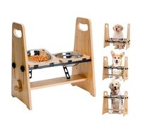 Hauteur réglable et 4 angles d'inclinaison, mangeoire pliable pour animaux de compagnie avec gamelles à alimentation lente pour chiens de taille moyenne, antidérapante et facile à ranger (M)