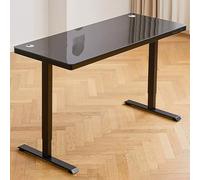 Hauteur réglable sur pied en verre trempé, gestion des câbles, cadre en métal noir, 100 x 60 cm