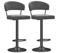 Hauteur réglables, Chaise Salle Manger à Cuisine pivotante avec Dos, chaises tabourets Bar en Velours s'adapter pour Le comptoir de l'île (Gris 2PS cm 23,6 Pouces)