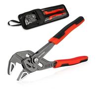 HAUTMEC Clé à pince réglable, pince parallèle à mâchoire lisse de 180 mm, clé réglable, acier CR-V et phosphaté, résistant à la rouille, échelle SAE/métrique, pochette de rangement pour plomberie