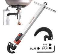 HAUTMEC Clé télescopique de lavabo de 280 à 460 mm e robinet d'évier pour espaces restreints avec mâchoires remplaçables, capacité de 32 à 64 mm, clés de plomberie pour écrous hexagonaux sous