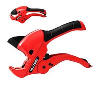 HAUTMEC Coupe-tube multifonction à cliquet et coupe-tuyau, outil de coupe rapide à une main pour couper des tubes jusqu'à 1-5/8", 3 en 1, coupe-fils et goulottes HT0257-TC