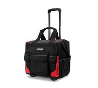 HAUTMEC HT0179 Sac à outils à roulettes de 36,8 cm avec 18 poches, tissu Oxford résistant à l'eau, design à large ouverture, roues surdimensionnées et poignée télescopique