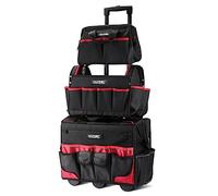 HAUTMEC HT0287-UK Lot de 3 sacs à outils à roulettes de 45,7 cm avec roulettes, sac à outils portable avec poignée télescopique réglable, organisateur de rangement à large ouverture, cadeau parfait