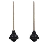 HAUTMEC Lot de 2 déboucheurs en caoutchouc pour lavabo de salle de bain, toilettes, déboucheur avec pistons de 150 mm (diamètre) et poignée en bois de 450 mm pour évier de salle de bain, cuisine