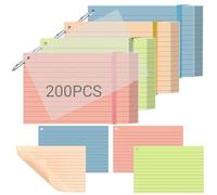 HAUTOCO Lot de 200 cartes d'index colorées de 10,2 x 15,2 cm avec anneaux lignés et couvertures imperméables pour étudier l'apprentissage, l'école, l'université, 4 couleurs