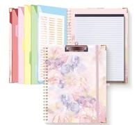 HAUTOCO Porte-documents A4 avec bloc-notes ligné rechargeable, porte-documents avec 5 dossiers A4 de rangement et 10 pochettes, porte-documents A4 avec couvercle, planche à épingles pour l'école, le
