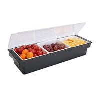 HauTour Récipient à ingrédients en ABS avec couvercle - 3 x 400 ml - Compartiments pour citrons, fruits, olives et cocktails, ingrédients de pizza