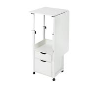 HauTour Table de chevet blanche à roulettes pour ordinateur portable - Réglable en hauteur - Pliable avec tiroir - Convient pour chambre à coucher et salon.