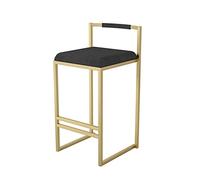 Hauts à Hauteur Dos, tabourets chaises Bar avec siè Velours pour gastronomie Bistro Petit-Petit-déjeuner îlot de Cuisine métal doré Les Jambes en Fer forgé (Noir)