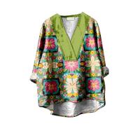 Hauts à Manches Longues à col en V pour Femmes Boho Imprimé Floral Habillé Décontracté Automne Chemises Tunique Ample Hauts à la Mode Chemisiers
