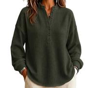 Hauts à manches longues pour femme - Pull tendance à col en V gaufré | T-shirt respirant et confortable, couleur unie, décontracté, confortable, polyvalent, vacances, voyage, escapade en ville