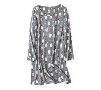 Hauts à manches longues pour femmes, chemise de nuit à manches longues, chemise de nuit décontractée imprimée, chemise de nuit chat pour, gris, L