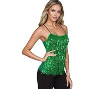 Hauts à paillettes pour femme, haut de danse latin, débardeur sans manches, gilet avec franges graduées, débardeur de danse standard, danse, clubwear, costume de danse sexy, tenue élégante, tenue de