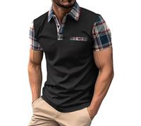 Hauts Boutons Hommes Trois Imprimé Manches Courtes Chemise Dentelle Haut 46, Noir , XL