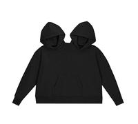 Hauts chandails drôles à capuche pour couple unisexe surdimensionné décontracté à manches longues pull ample pour deux personnes portant des sweats à capuche unis adolescents, Noir , Taille unique