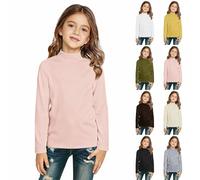 Hauts chauds à manches longues pour enfants - Hauts thermiques à manches longues pour filles - Sous-couche chaude extensible - Chemisier d'école pour enfants - Couche de base pour l'automne et l'hiver