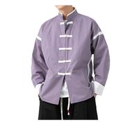 Hauts chinois traditionnels Hanfu à manches longues pour homme - Vestes de Kung Fu - Vêtements orientaux - Violet/L