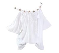 Hauts Col Floral Application Solide Plus Taille Femmes T-shirt sans Bretelles Chemisier Grande Taille Hauts Festifs Femmes Grandes Tailles, Blanc., 4XL