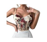 Hauts Corset pour Femmes Bustier Shapewear Lingerie Dentelle Taille Push Up Vintage Fête Corset Haut Court Y2k Mode Bustier Débardeur