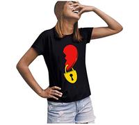 Hauts courts à la Saint-Valentin Coeur T-shirt Blouse Femmes Manches Imprimé Chemisier Femme, Noir , M