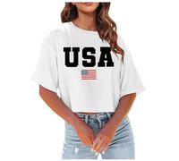 Hauts courts d'été décontractés pour femmes 2025 Gym T-shirts amples mignons à manches courtes coupe ample tendance graphique été tendance demi-chemises de sortie T-shirts pour femmes, blanc, XL