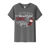 Hauts de Noël à manches courtes pour femmes 2025 It's The Most Wonderful Time of The Year T-shirt à manches courtes pour femme avec imprimé lettres et col rond pour la vie quotidienne, cadeaux de Noël