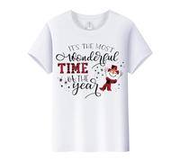 Hauts de Noël à manches courtes pour femmes 2025 It's The Most Wonderful Time of The Year T-shirt à manches courtes pour femme avec imprimé lettres et col rond pour la vie quotidienne, cadeaux de Noël