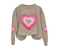 Hauts de Saint-Valentin confortables pour femmes, printemps, automne, nouveaux loisirs, tendance, motif amour, chemisier pour cadeaux de la vie quotidienne, beige, XL