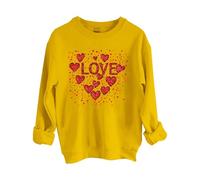 Hauts de Saint-Valentin pour femmes 2026 Chemisier tendance décontracté amusant tête de Père Noël imprimé col rond sans capuche Chemisier pour la vie quotidienne Cadeaux, jaune, XL