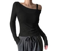 Hauts de sortie pour femme - Manches longues en maille transparente - Épaules dénudées - Manches longues - Transparent - Pour fête, boîte de nuit, chemisiers, tuniques - Pour femme - Mignon basique