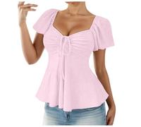 Hauts De Tube Femme Basique Tops Courts sans Bretelles Sortir Crop Débardeur col Cordon sans Manches Couleur Unie Bustier Tops Sexy Été Tunique Manches Vest T Shirt Ample Chemise Bretelle Blouse