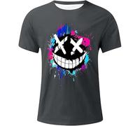 Hauts décontractés pour hommes à col rond 2026 - Coupe ample - T-shirt graphique mignon pour sortir athlétique Y2K - T-shirts tendance pour l'été, gris foncé, XL