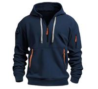 Hauts d'entraînement et de gym pour homme avec fermeture éclair sur le devant doux pour la course à pied et les tuniques décontractées, bleu marine, XL